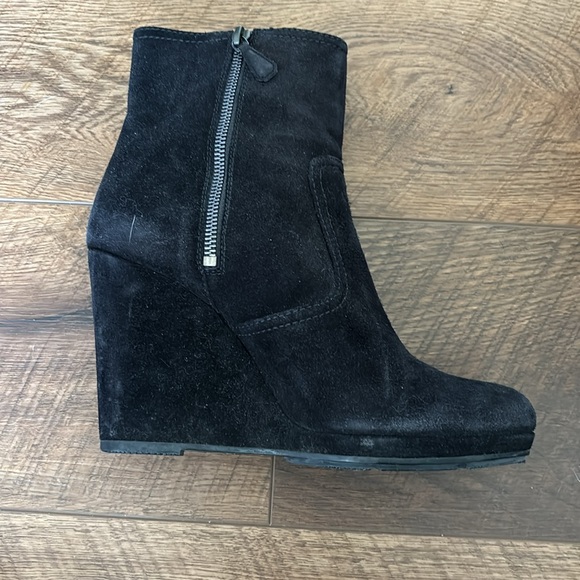 Prada Black Suede Wedge Ankle Boot - Picture 6 of 15